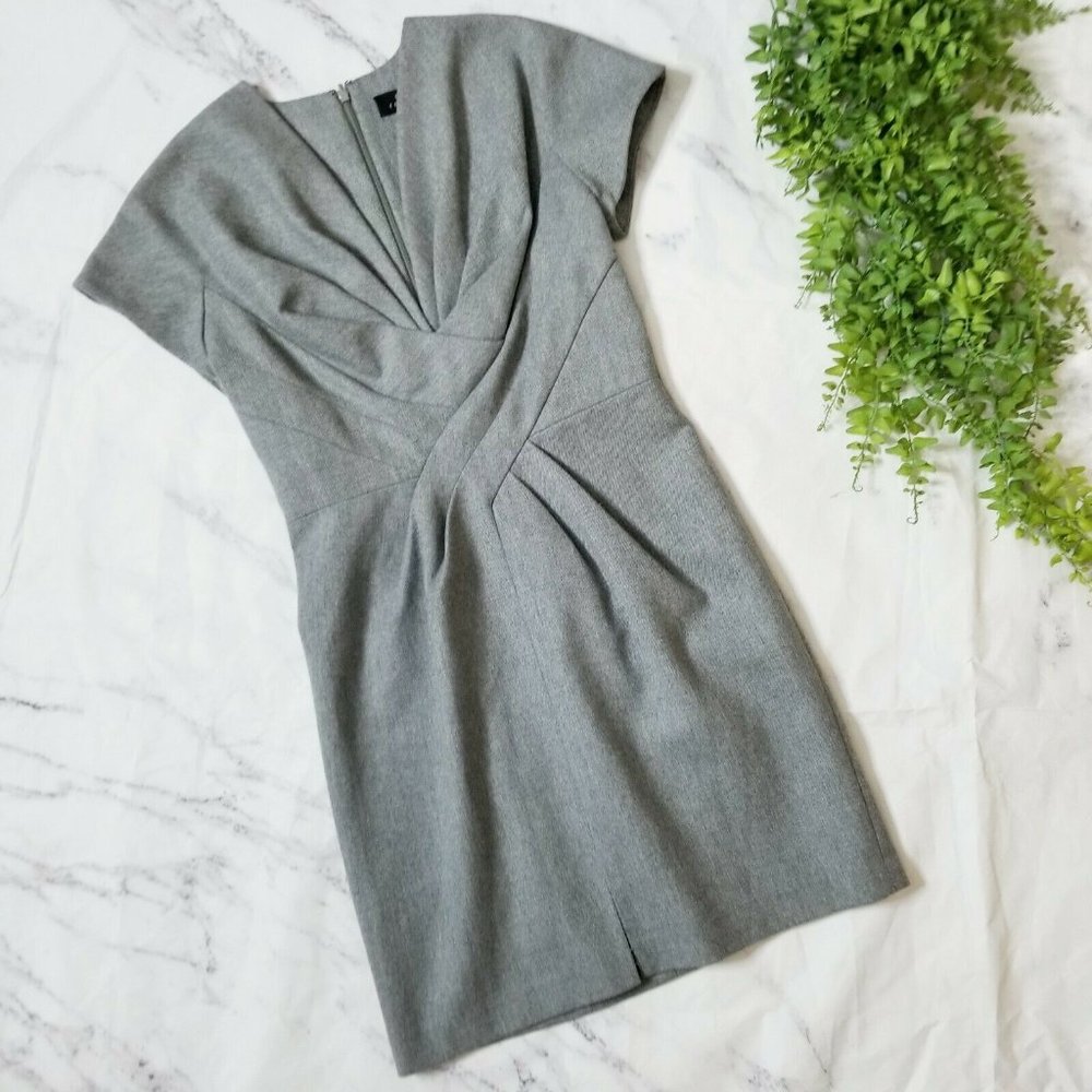 Robert Rodriguez Gray Wool Twist Front Work Dress